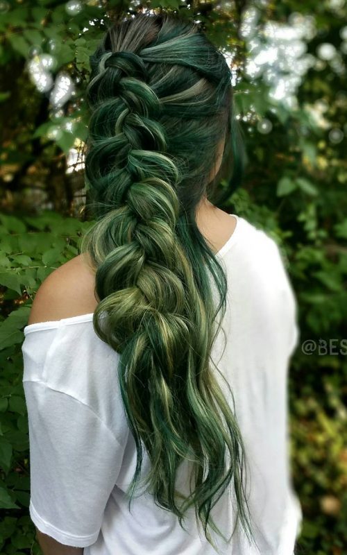 Grüne Haarfarbe Ideen für Beste Frisur  
